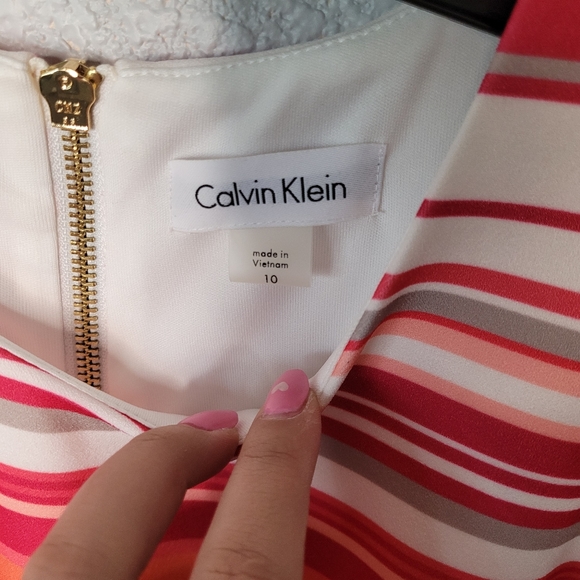 NWT Calvin Klein Cold Shoulder Striped Dress - Picture 3 of 7
